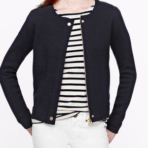 J. Crew Navy Merino Wool Zip Sweater Jacket (S)